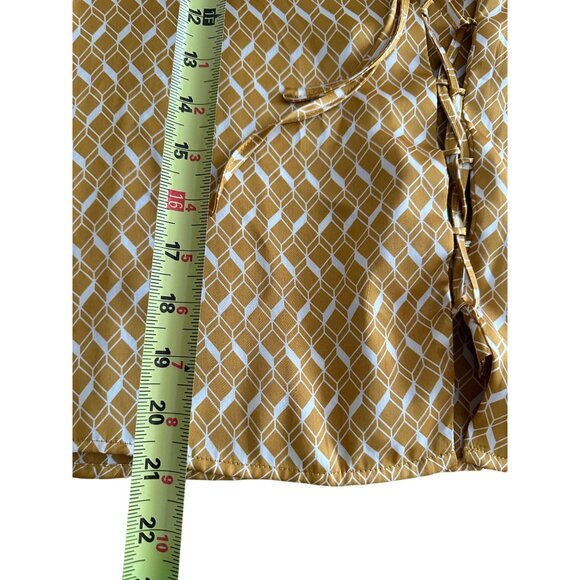 Forever 21 Chevron Print Long Sleeve Y2k Blouse Lace Up Size M Elastic Cuff - Picture 7 of 11